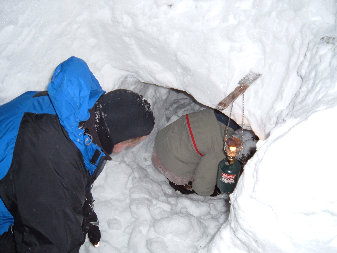 Digging a snowcave