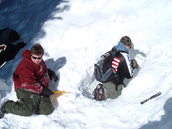 Digging a snowcave