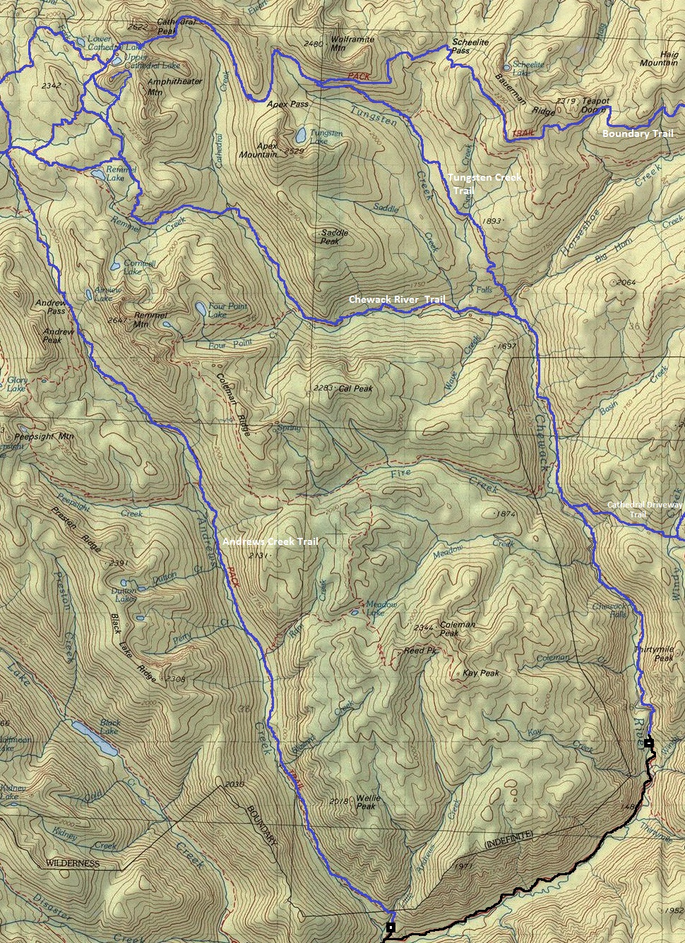 cathedral lakes map