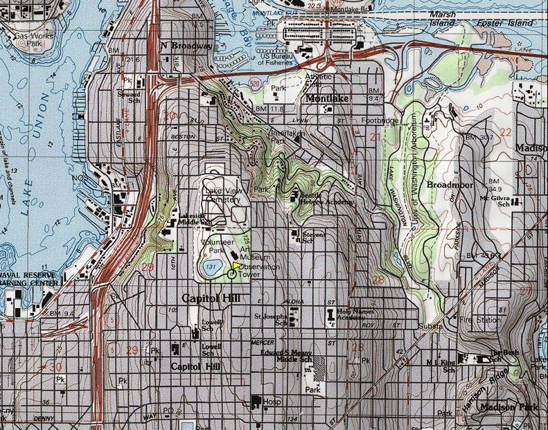 Volunteer Park topo map