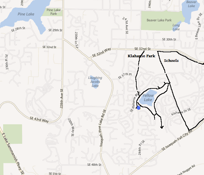 Klahanie yellow lake map