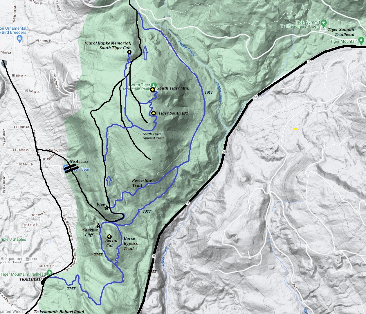 south tiger mouintain map
