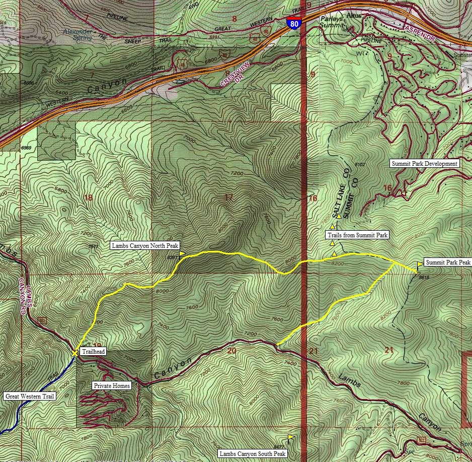 Lambs Canyon Snowshoe Map