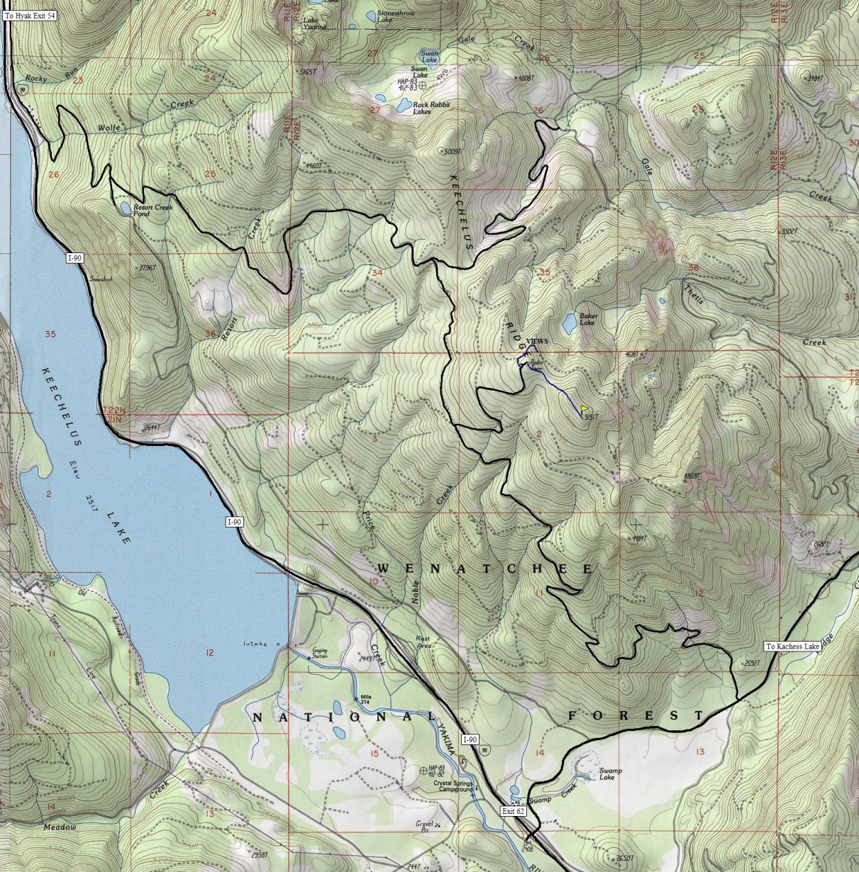 Keechelus Ridge Map