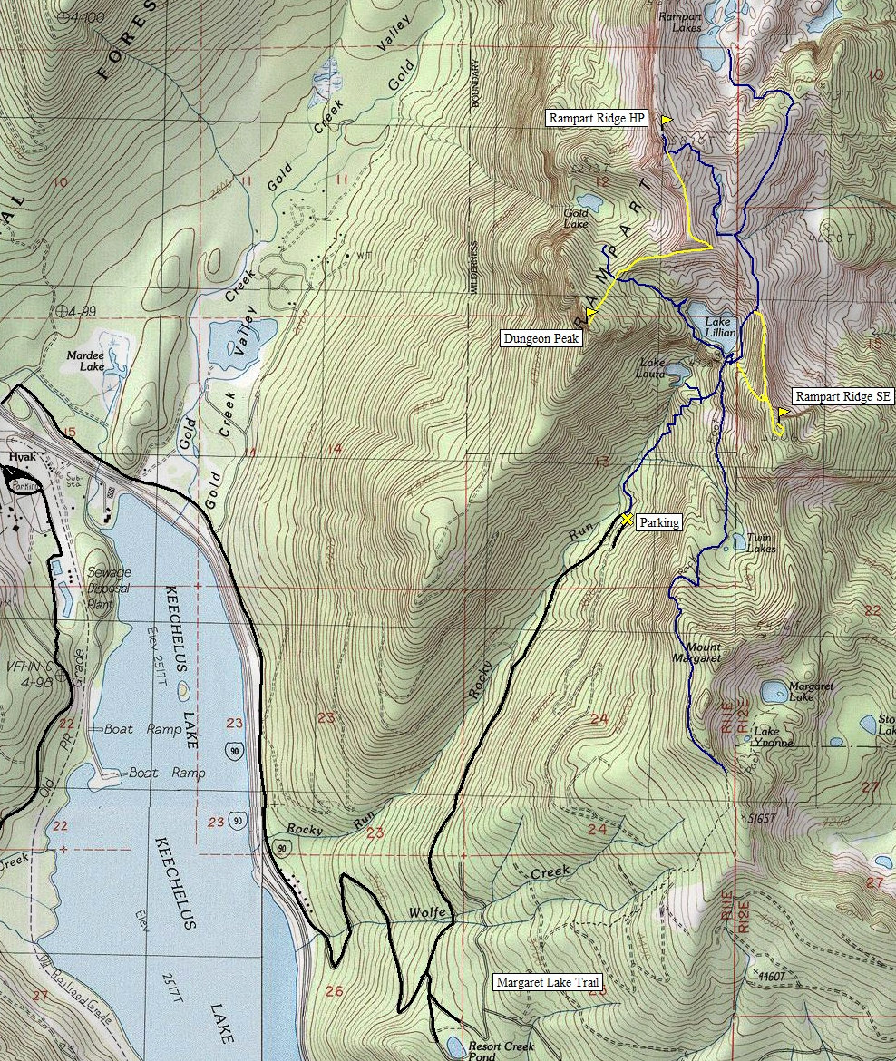 Rampart Ridge, Lake Lillian Map