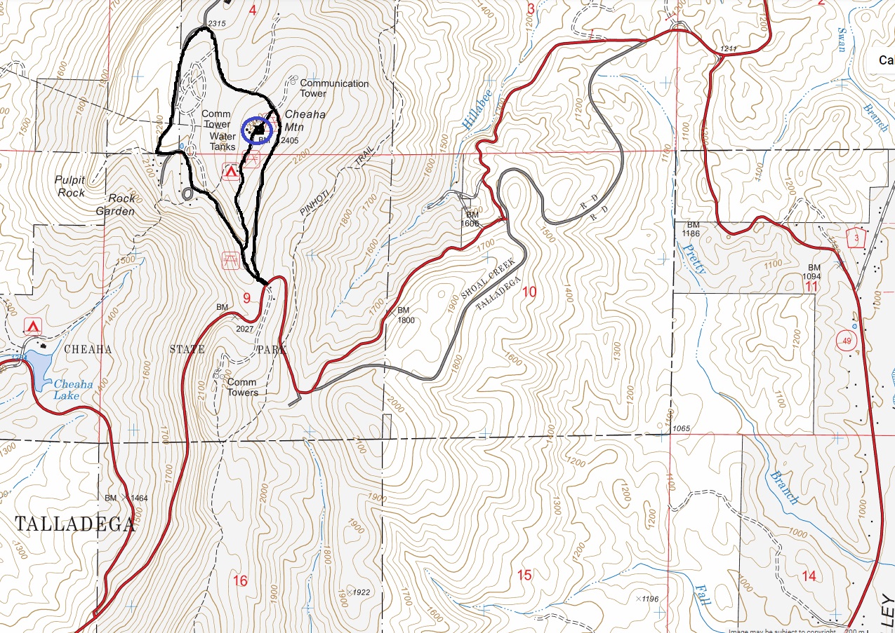 Cheaha Mountain map