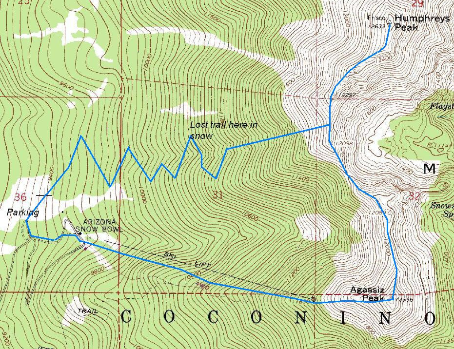 Map of Mount Humphreys
