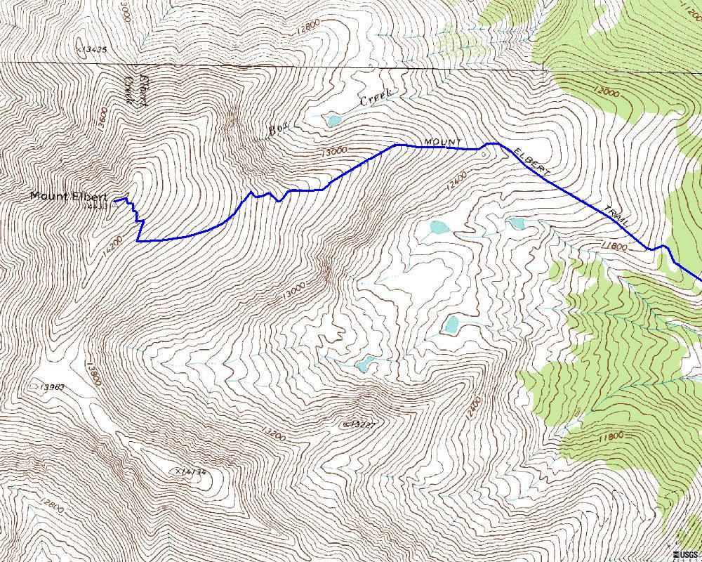 Mount Elbert climbing map