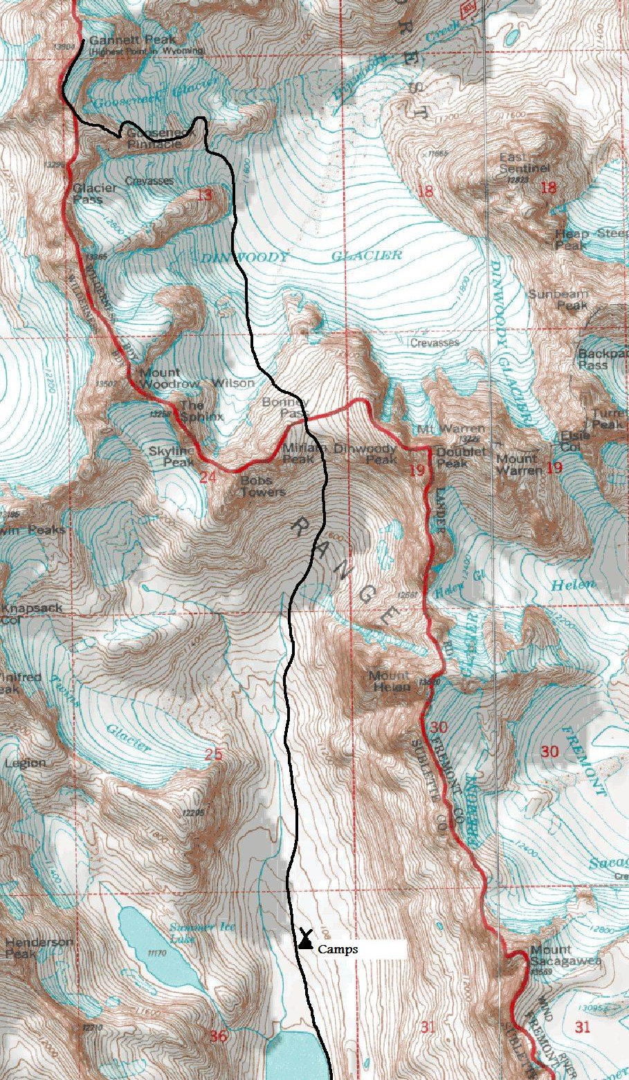 Gannett Peak  map