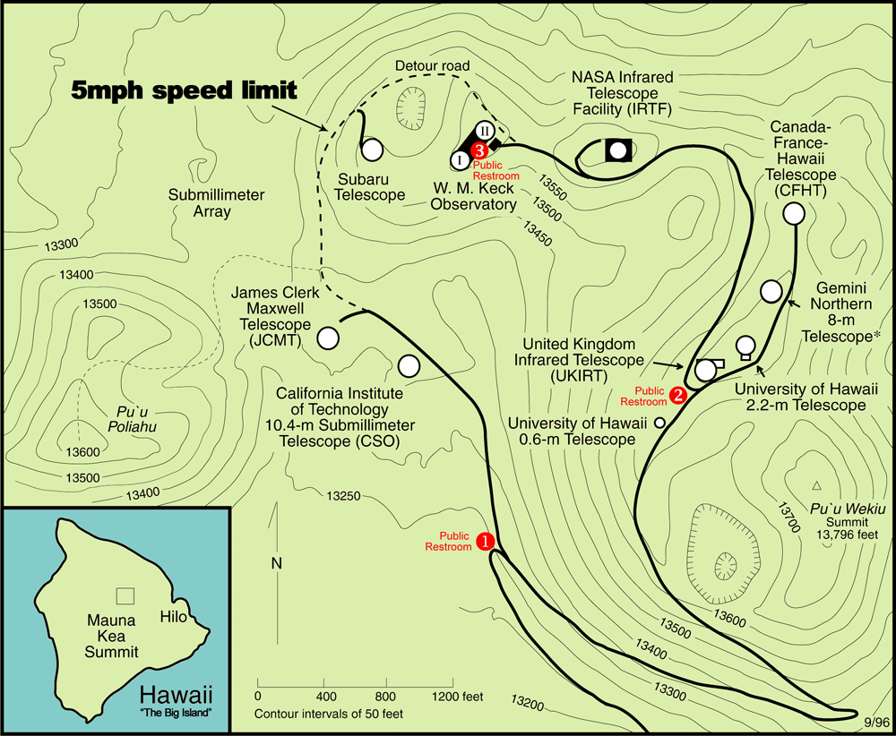 map of mauna kea summit