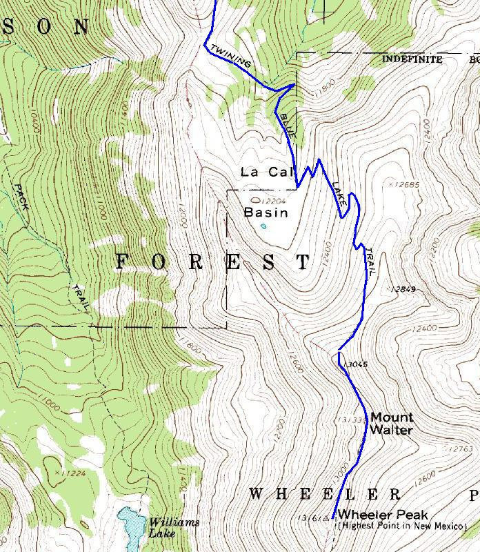 Wheeler Peak trail map
