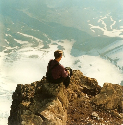 Climber on summit of Hood
