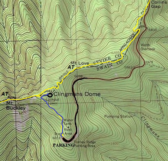 Clingmans Dome map