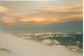 Camp Muir sunset, looking east