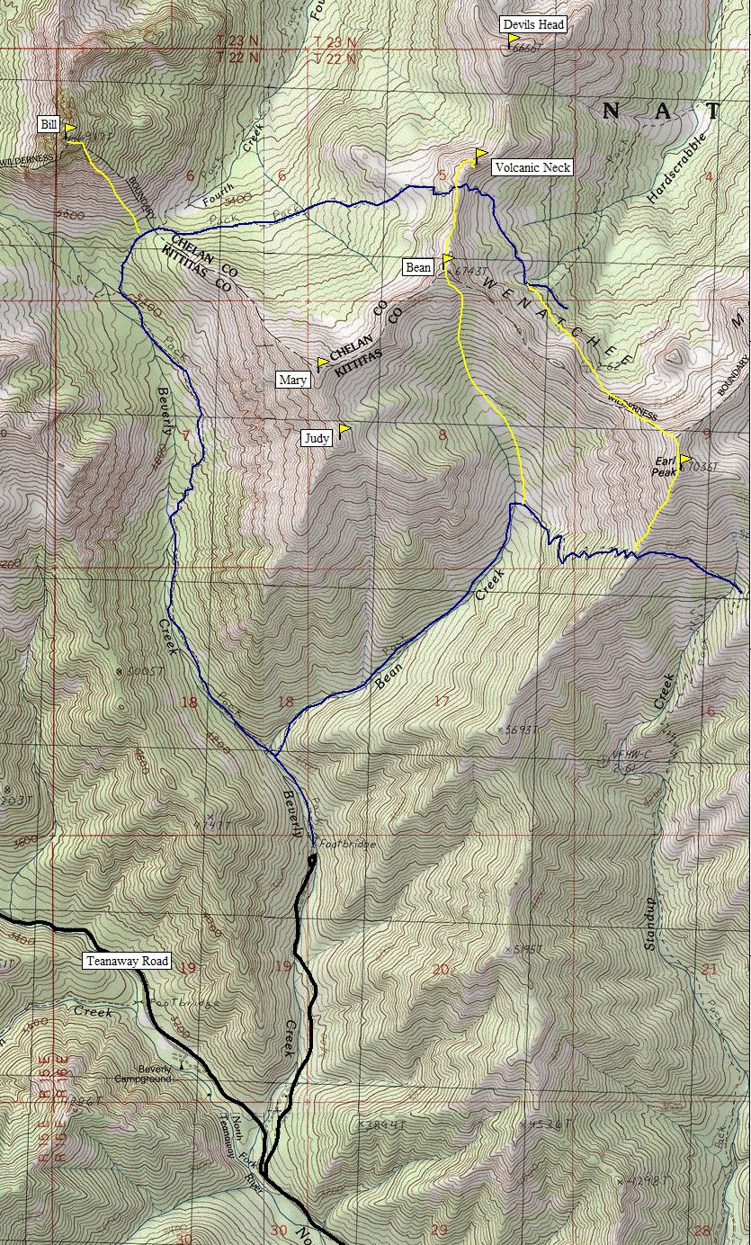 Bean Peak Earl Peak Map