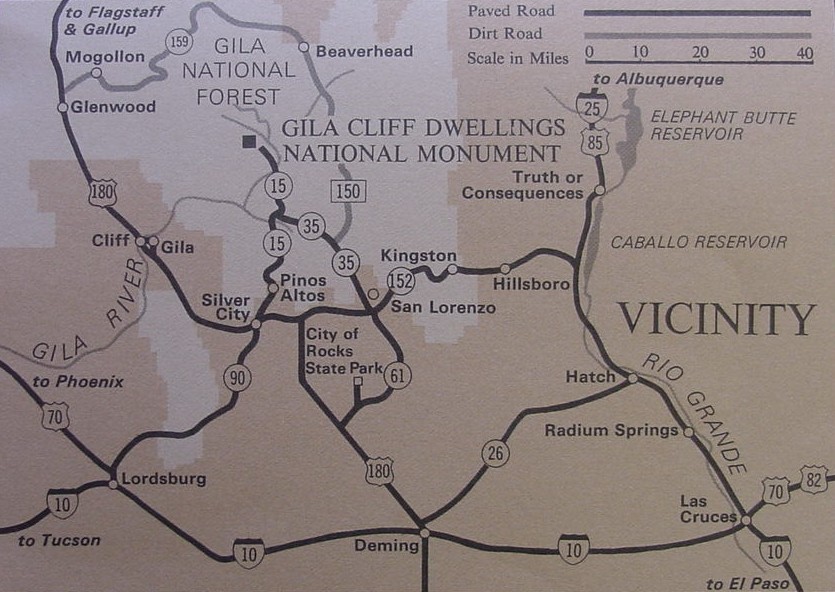 Gila Dwellings area map