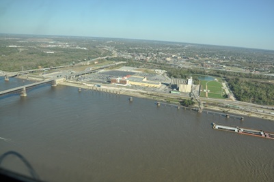 west from Gateway Arch