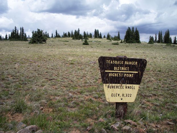 Sign marking the highpoint 