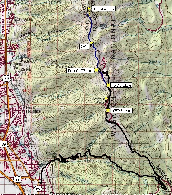 Thurston Peak access map