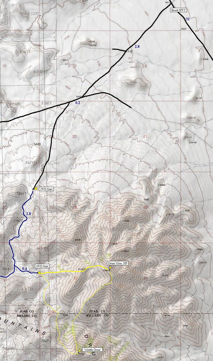 Drum Mountains Map