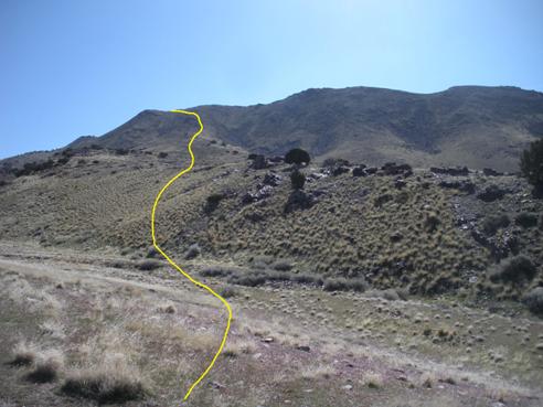 Route up Drum Mountains 