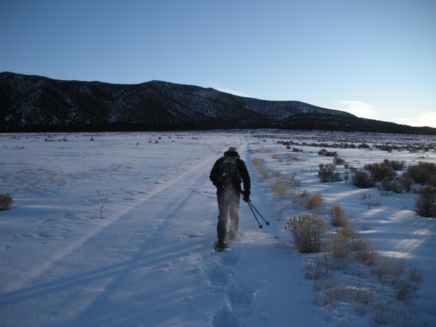 Snowshoeing in the valley mountians of Utah.