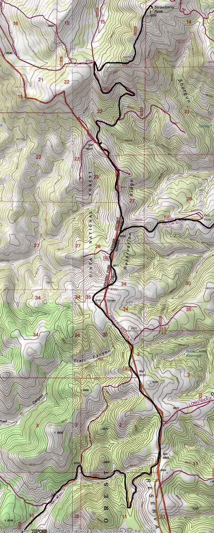 Strawberry Peak map