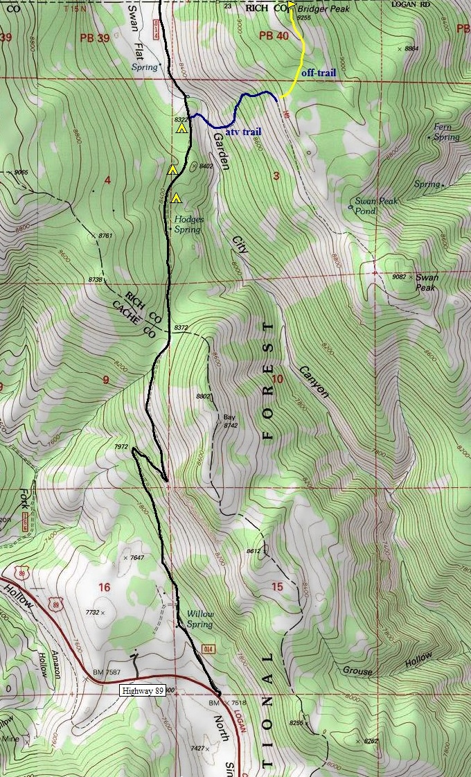 Bridger Peak map