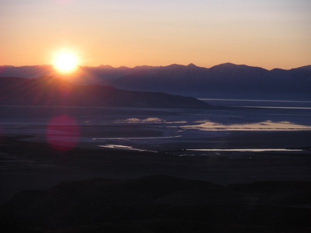 Sunrise over Great Salt Lake and Wasatch