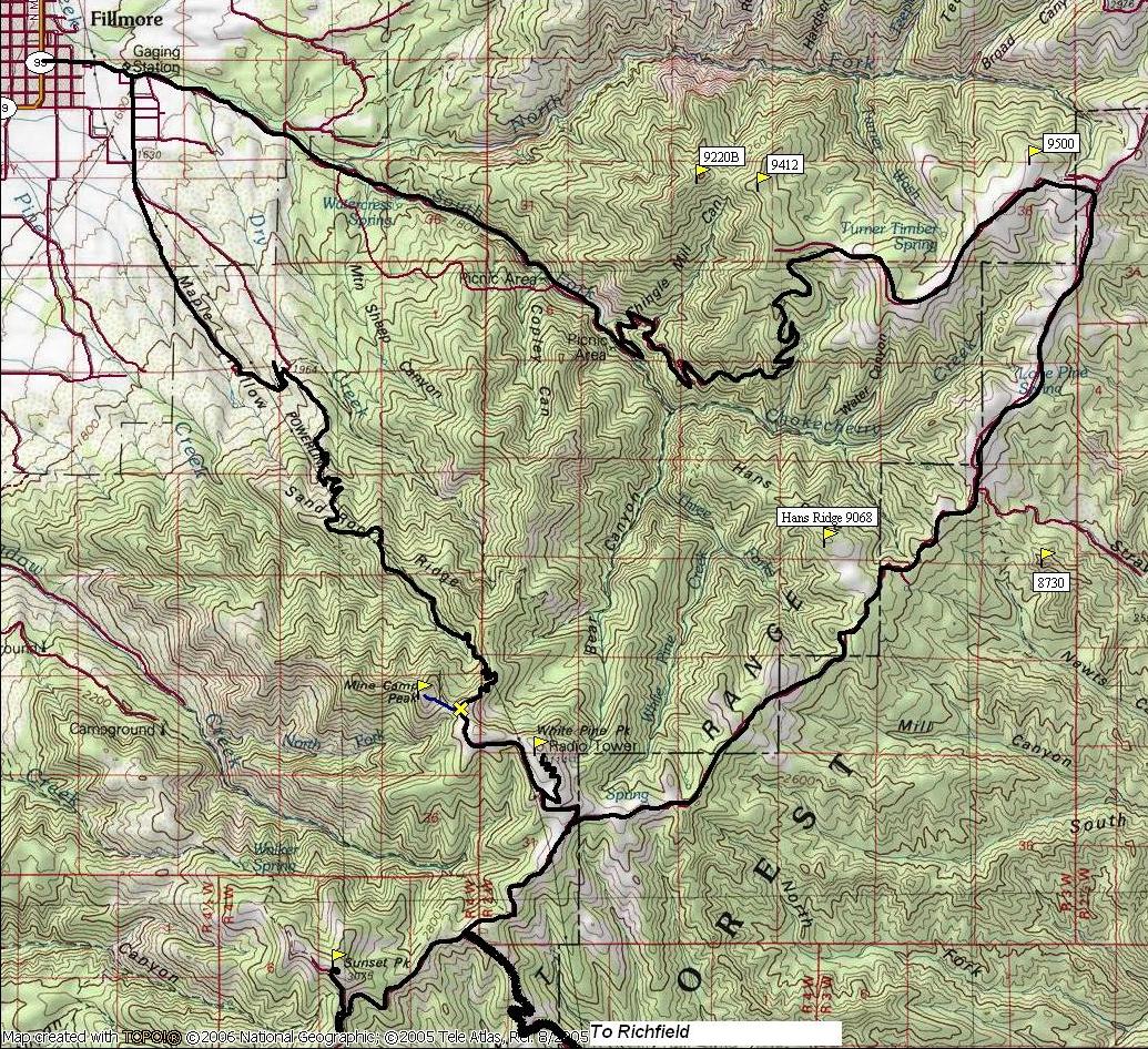 Mine Camp Peak access Map