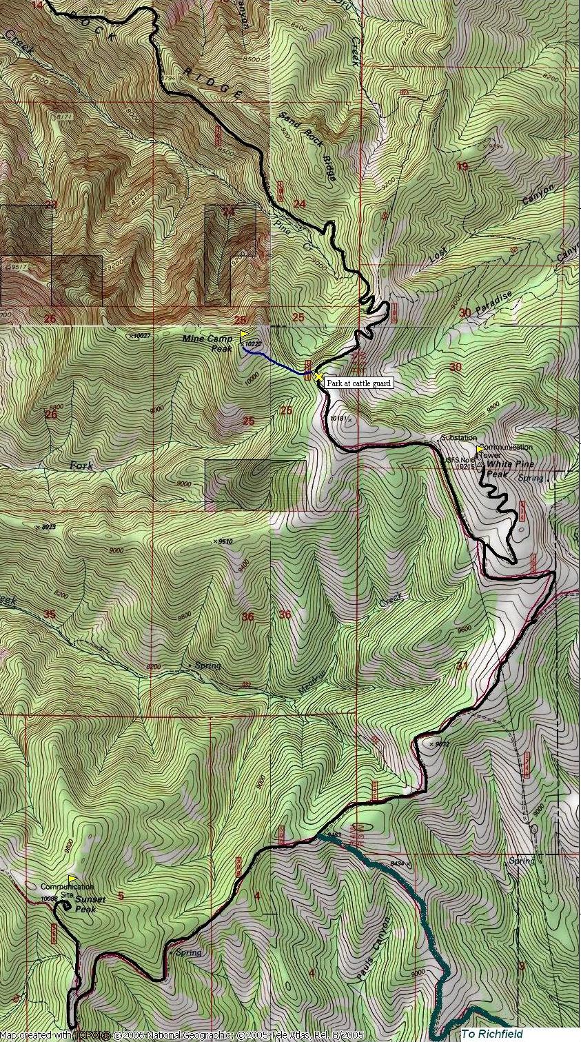 Mine Camp Peak Map