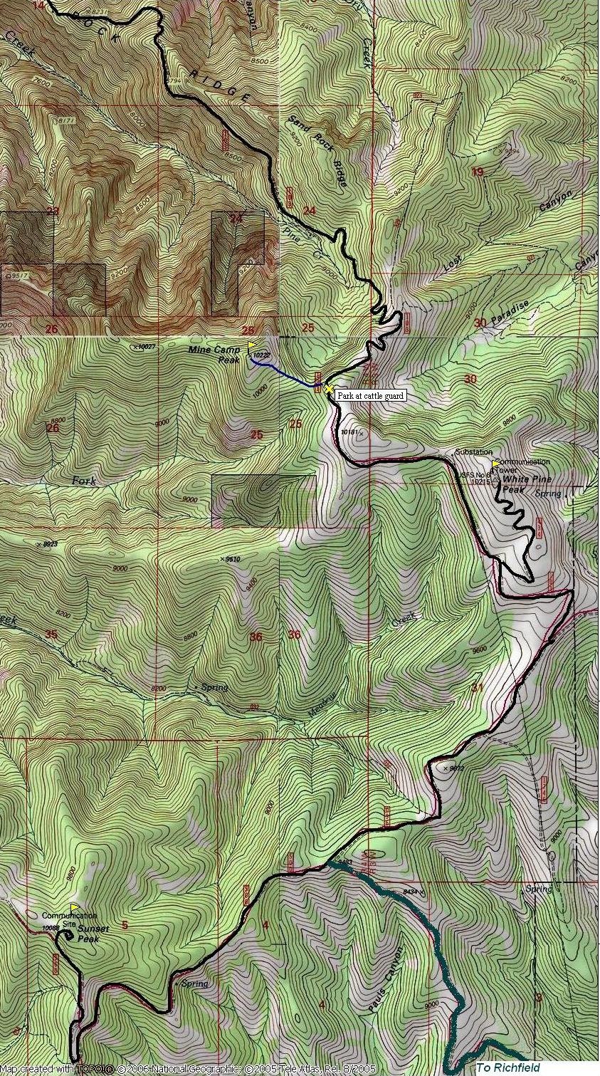 Mine Camp Peak Map