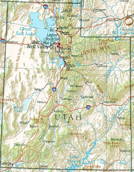 Utah Topography Map