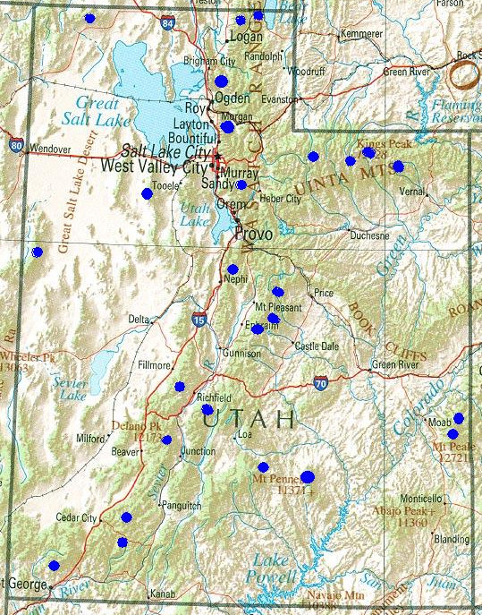 Utah county highpoints map