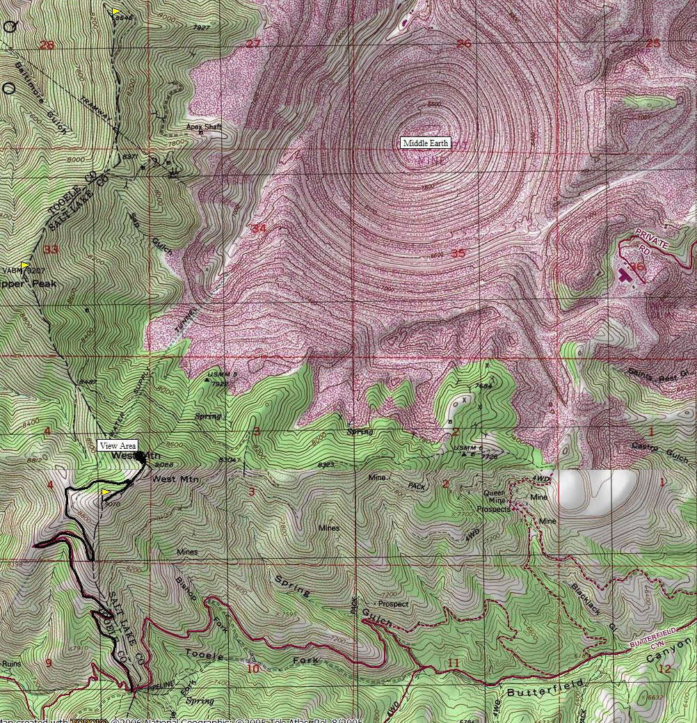 Bingham Copper Mine Map