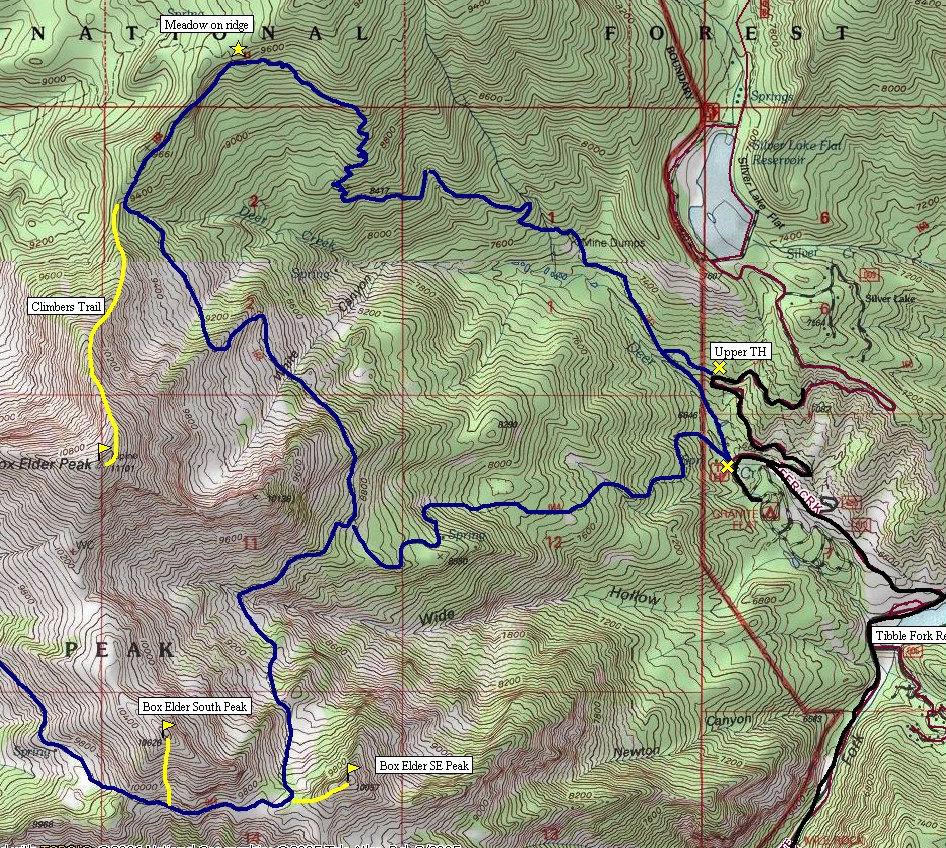 Box Elder Peak Map