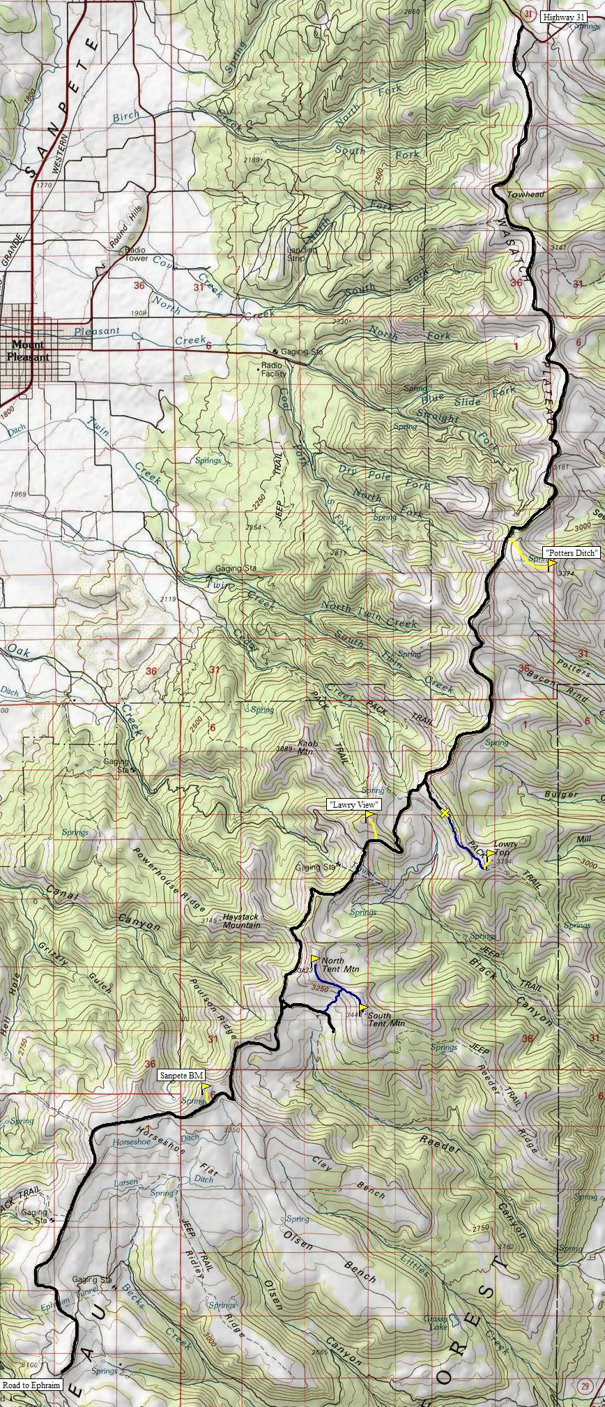 Skyline Drive Utah Map