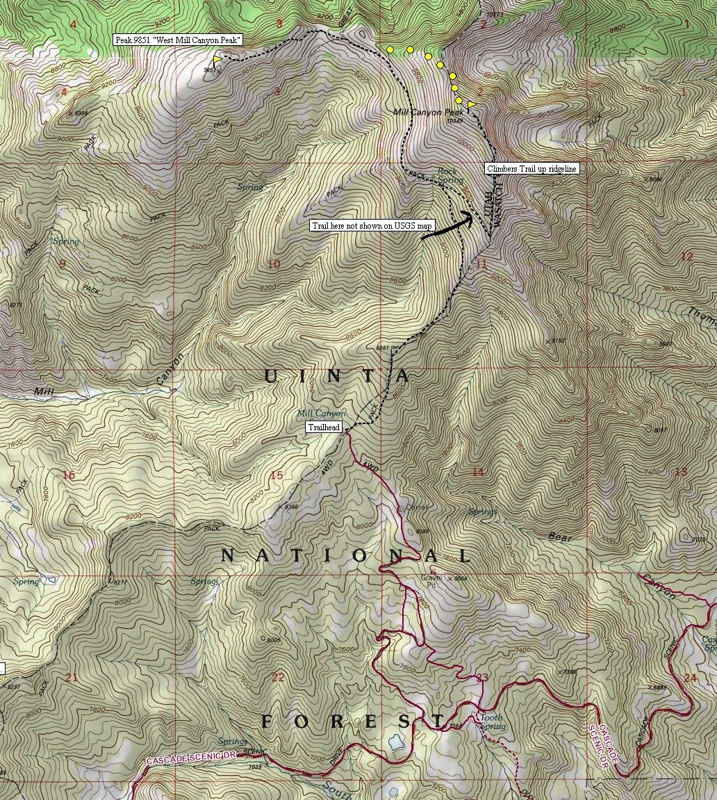 Mill Canyon Peak Map