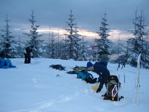 camping in the snow