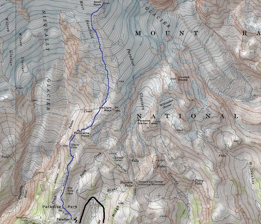 muir snowfield map