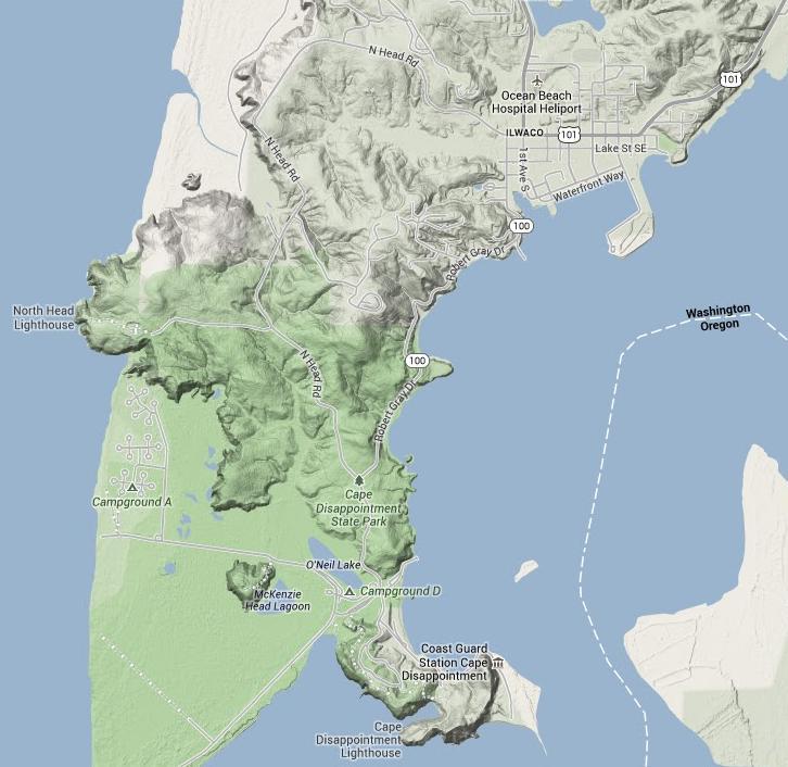 Cape Disappointment topo map