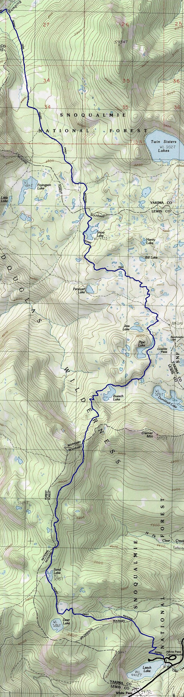 white to chinook pass map