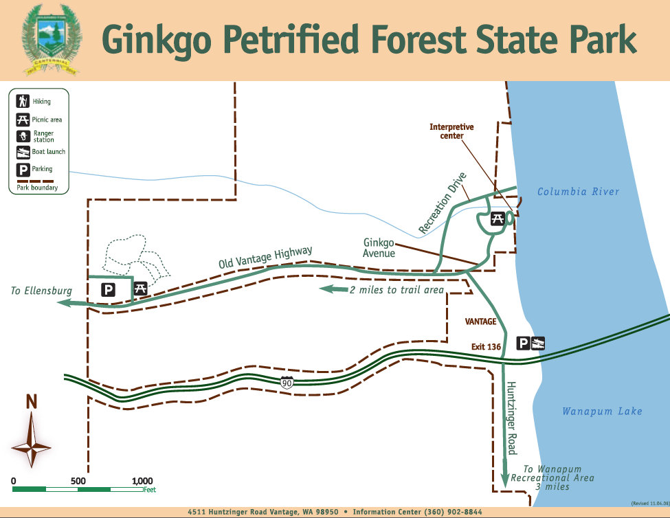 Ginkgo Petrified Forest Park map
