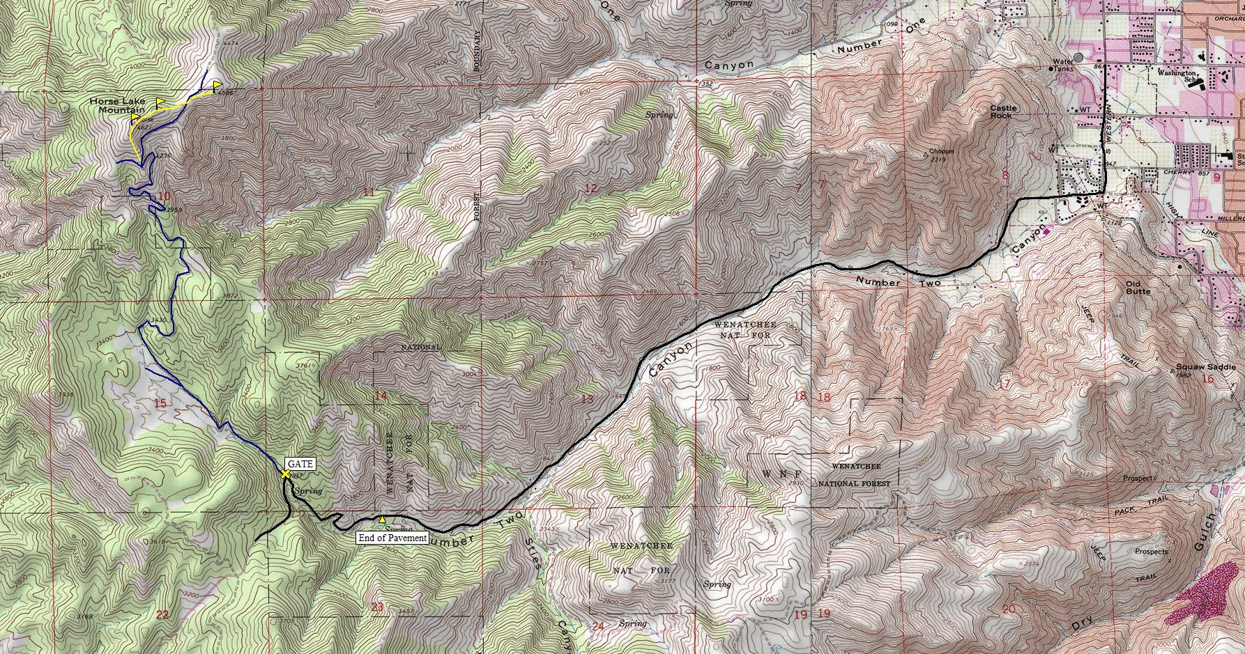 horse lake mountain map