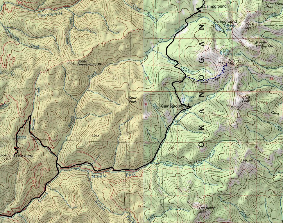 Tiffany Mountain Access Map