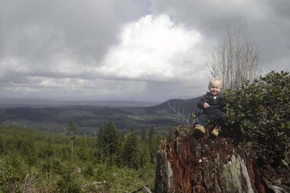 Kid on stump