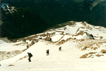 Climbers heading down