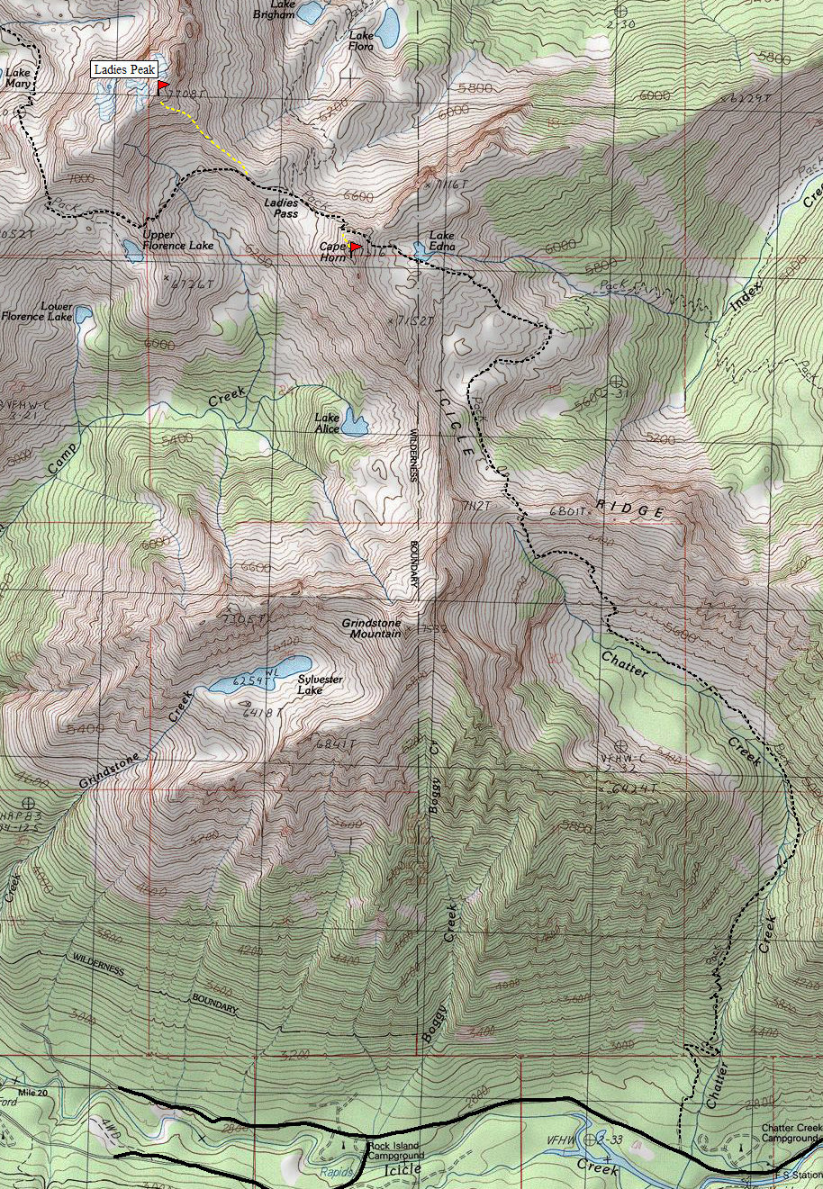 Ladies Peak Map