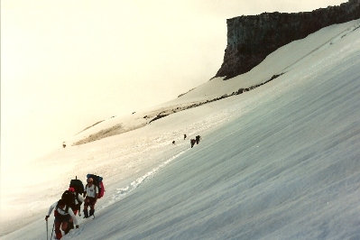 Climbing to Camp Hazard