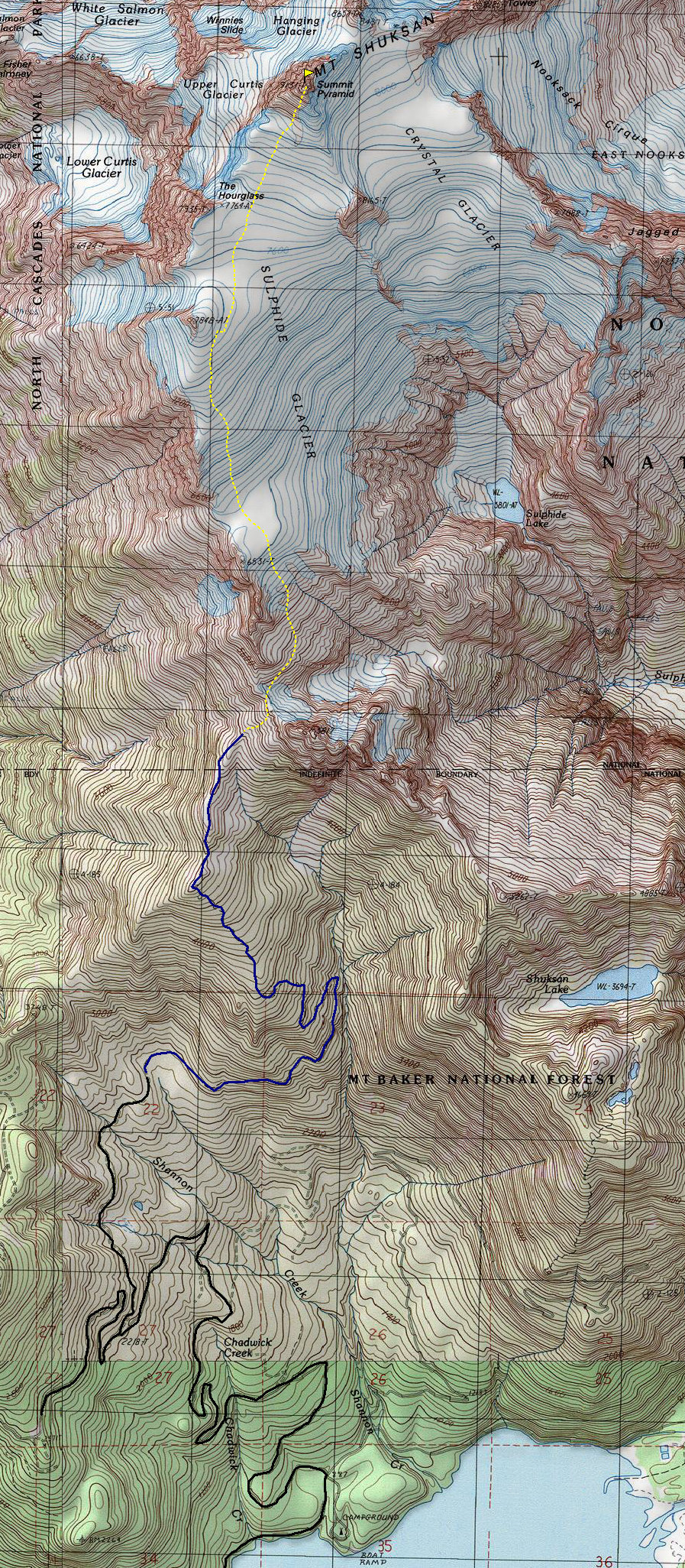 Mount Shuksan climbing map